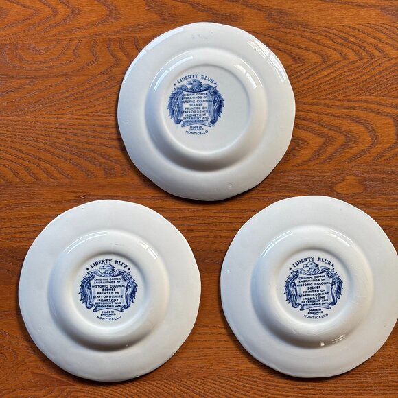Staffordshire Liberty Blue Monticello Bread and Butter Plate(s) Set of 3 - Picture 3 of 3